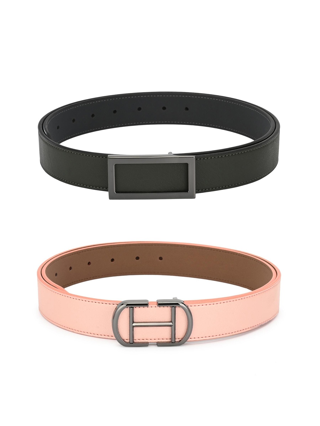 

Calvadoss Women Green & Pink Set Of 2 Solid PU Belts