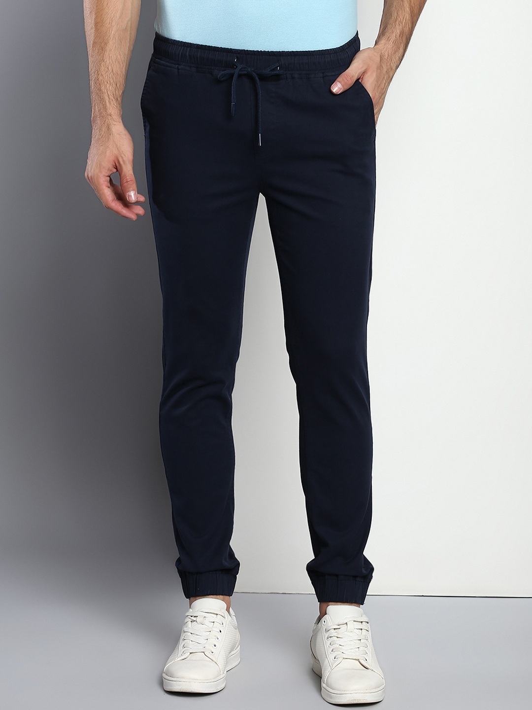 

Dennis Lingo Men Navy Blue Straight Fit Cotton Joggers Trousers