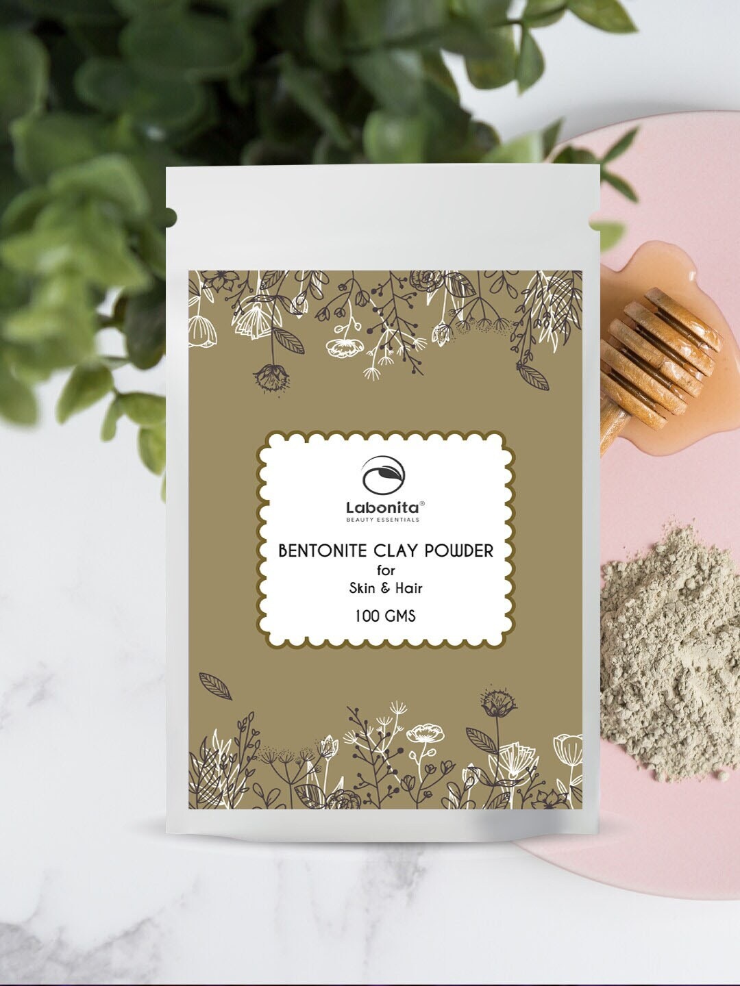 

Labonita Set of 3 Bentonite Clay Powder for Skin & Hair Care - 100 g Each, Brown