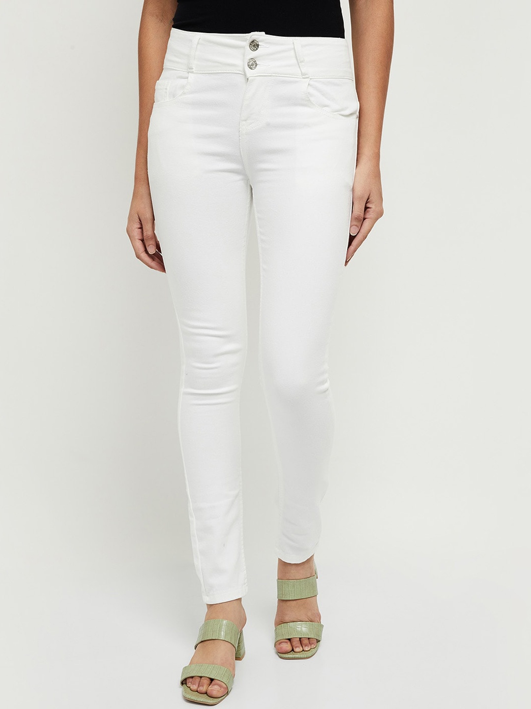 

max Women White Stretchable Jeans