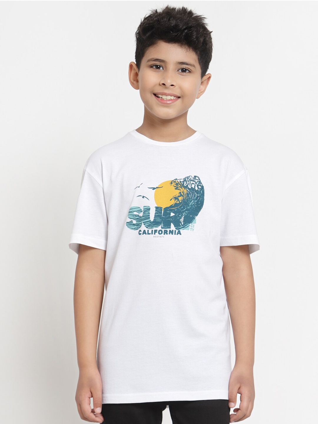 

Red Tape Boys White Printed Cotton T-shirt