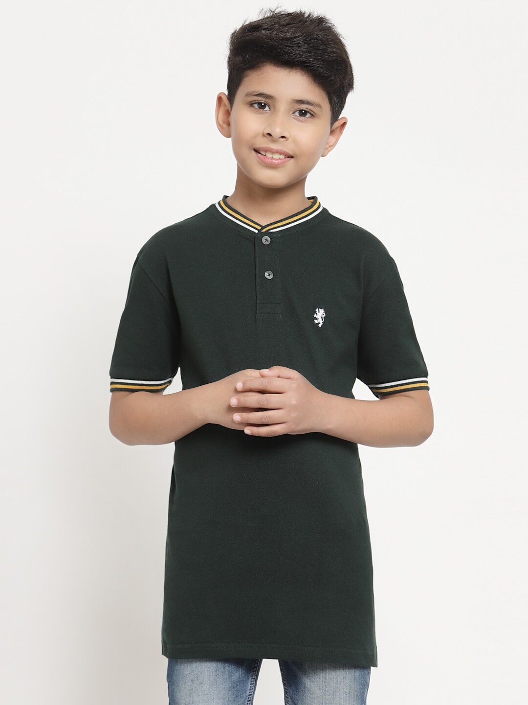 

Red Tape Boys Green Henley Neck Cotton T-shirt