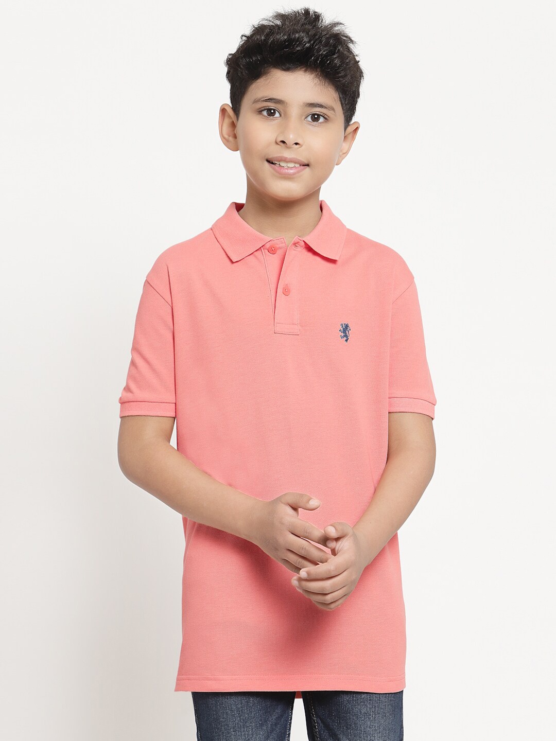 

Red Tape Boys Peach-Coloured Polo Collar Pure Cotton T-shirt