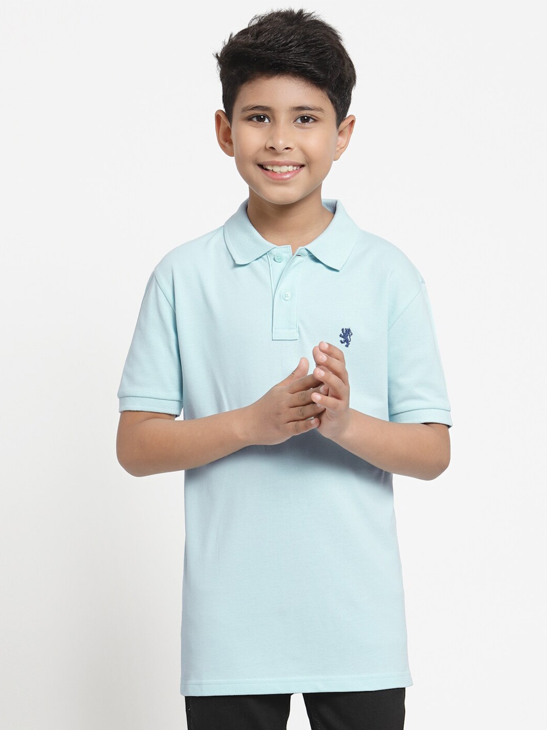 

Red Tape Boys Blue Solid Regular-Fit Polo Collar Pure Cotton T-shirt