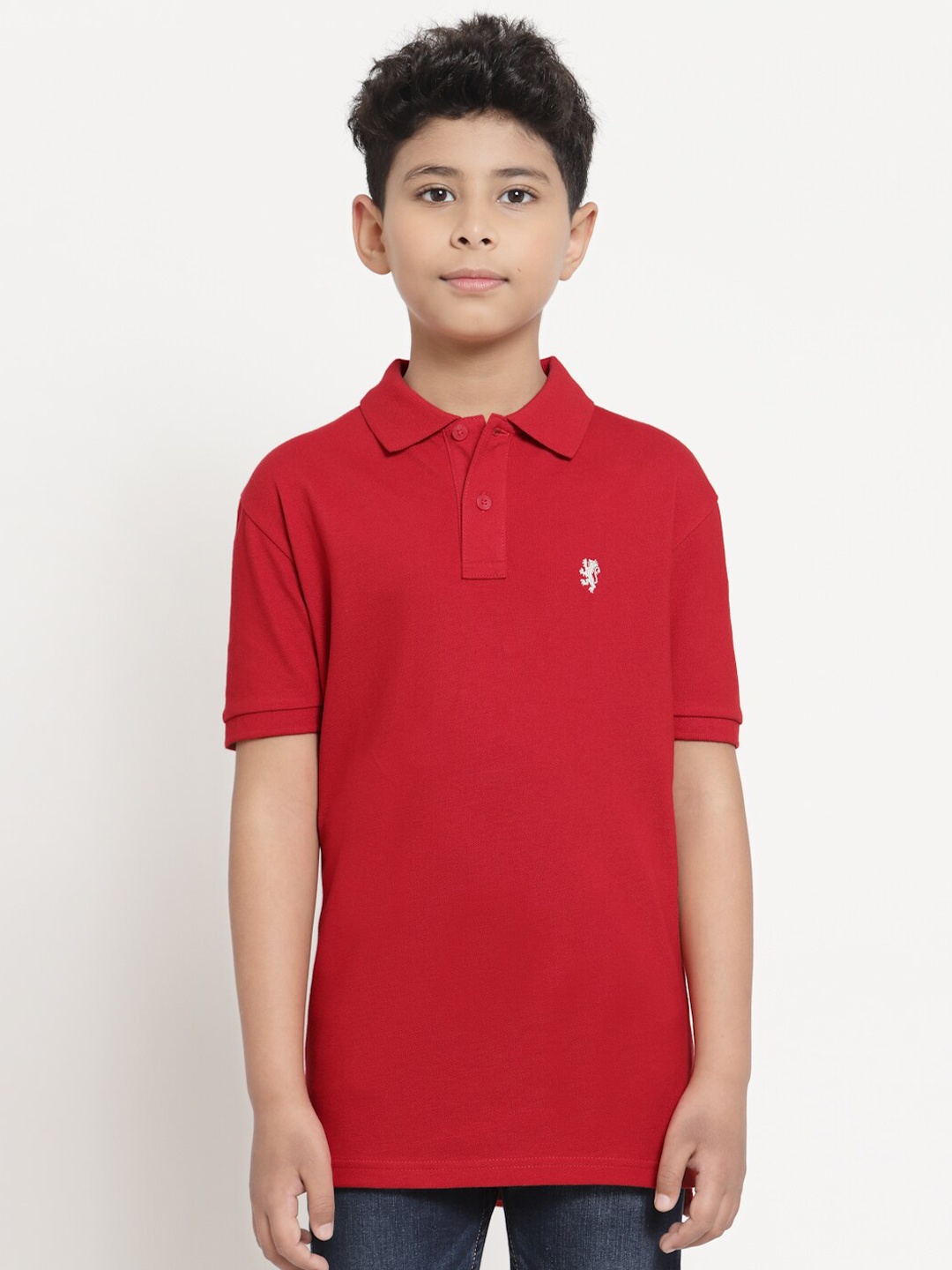 

Red Tape Boys Red Pure Cotton Polo Collar T-shirt
