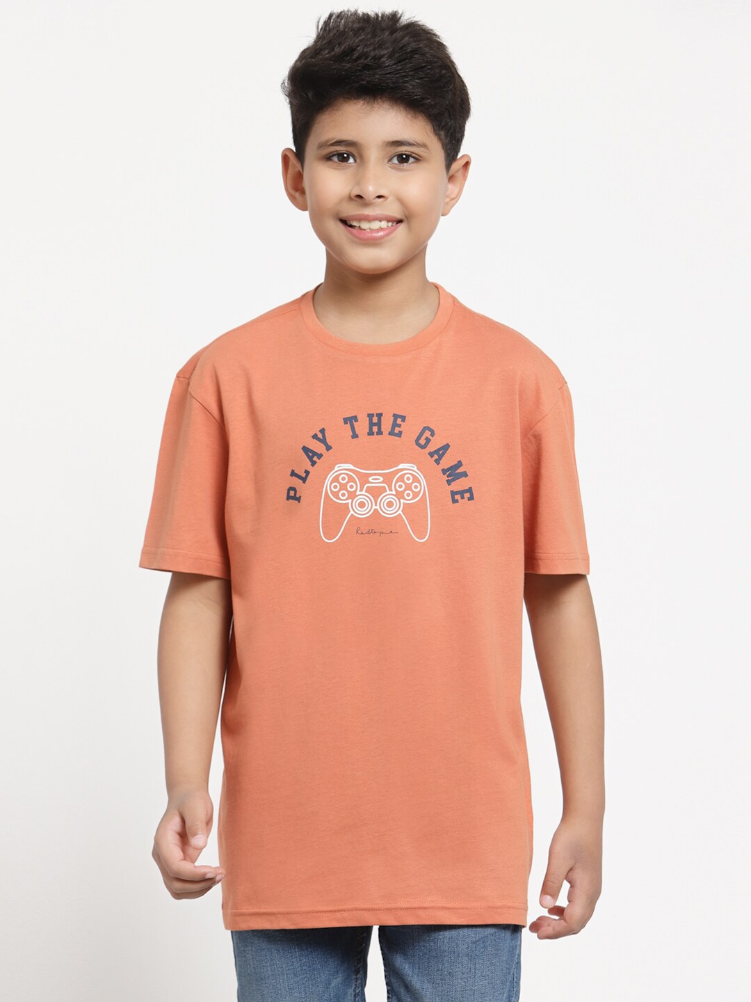 

Red Tape Boys Peach-Coloured Printed Pure Cotton T-shirt