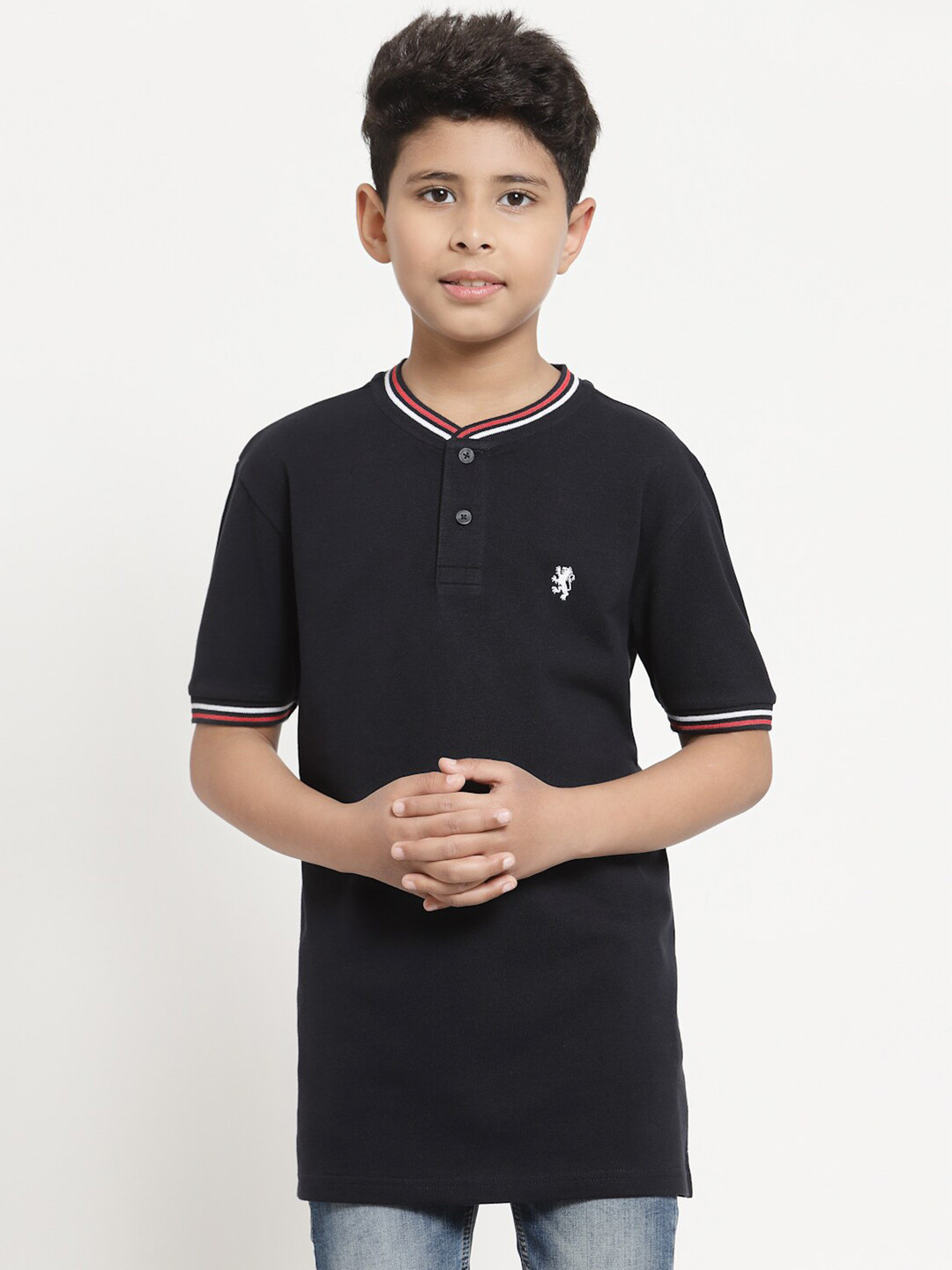 

Red Tape Boys Navy Blue Henley Neck Cotton T-shirt