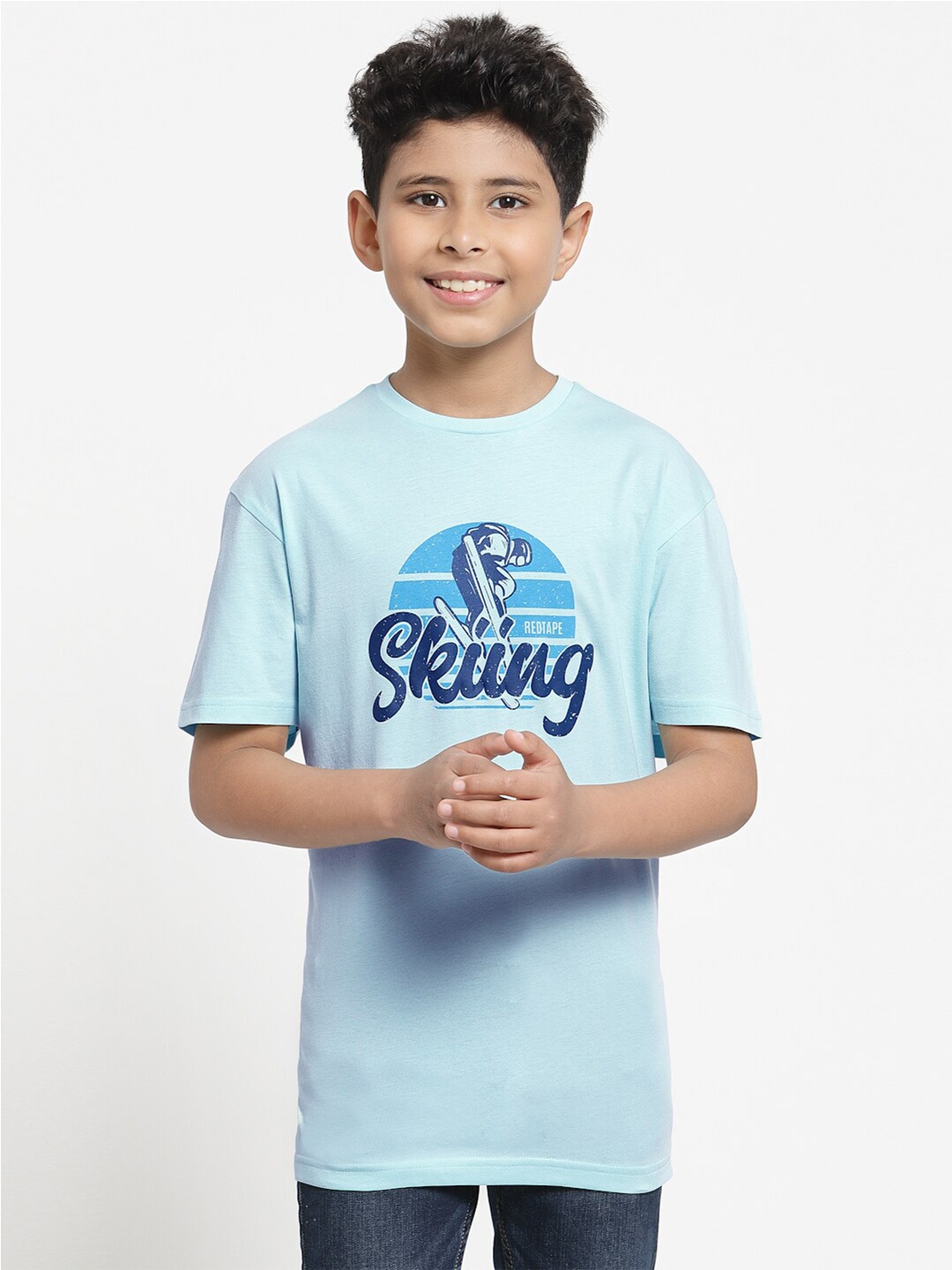 

Red Tape Boys Blue Printed Pure Cotton T-shirt