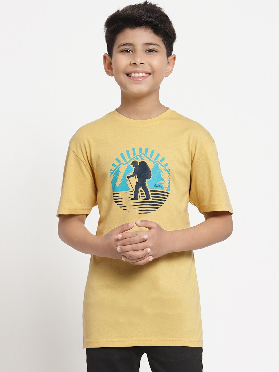 

Red Tape Boys Yellow Printed Pure Cotton T-shirt