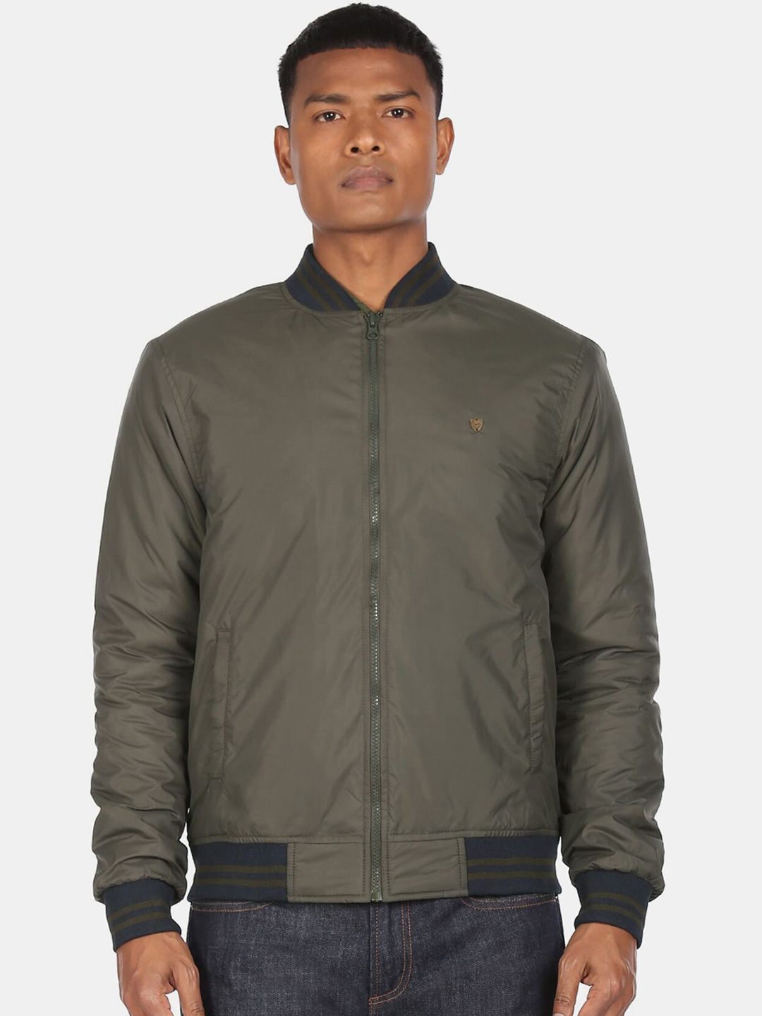 

Ruggers Men Olive Green Bomber Jacket