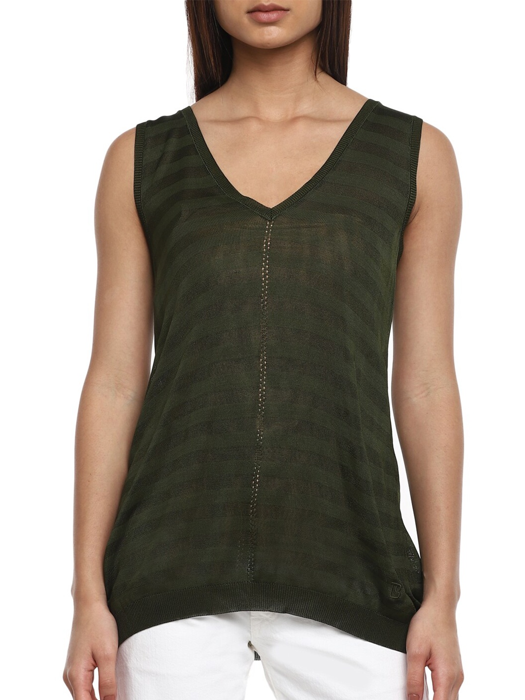 

Ted Baker Brown Self Design Knitted Pure Cotton Top