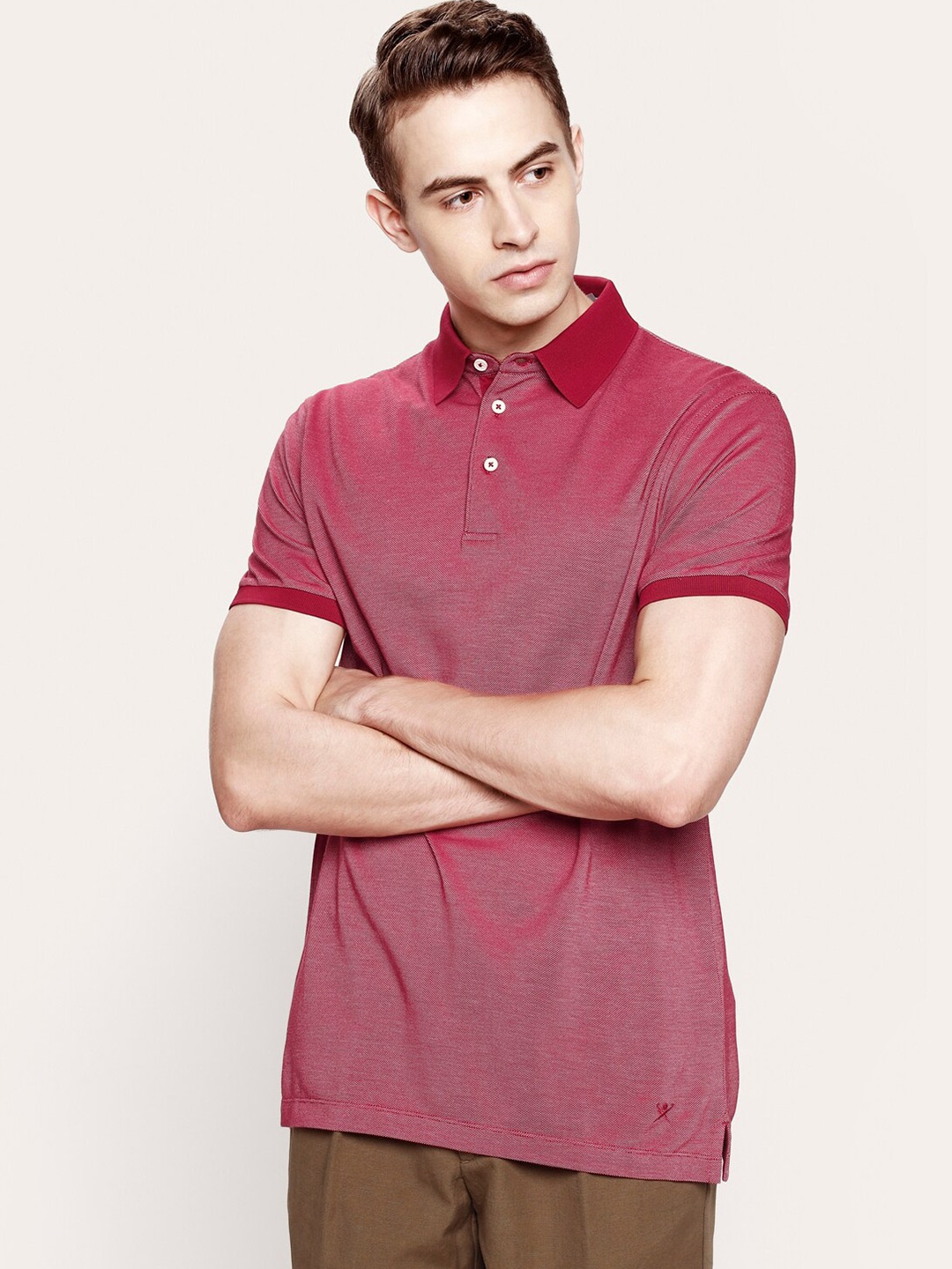 

HACKETT LONDON Men Red Polo Collar Cotton T-shirt