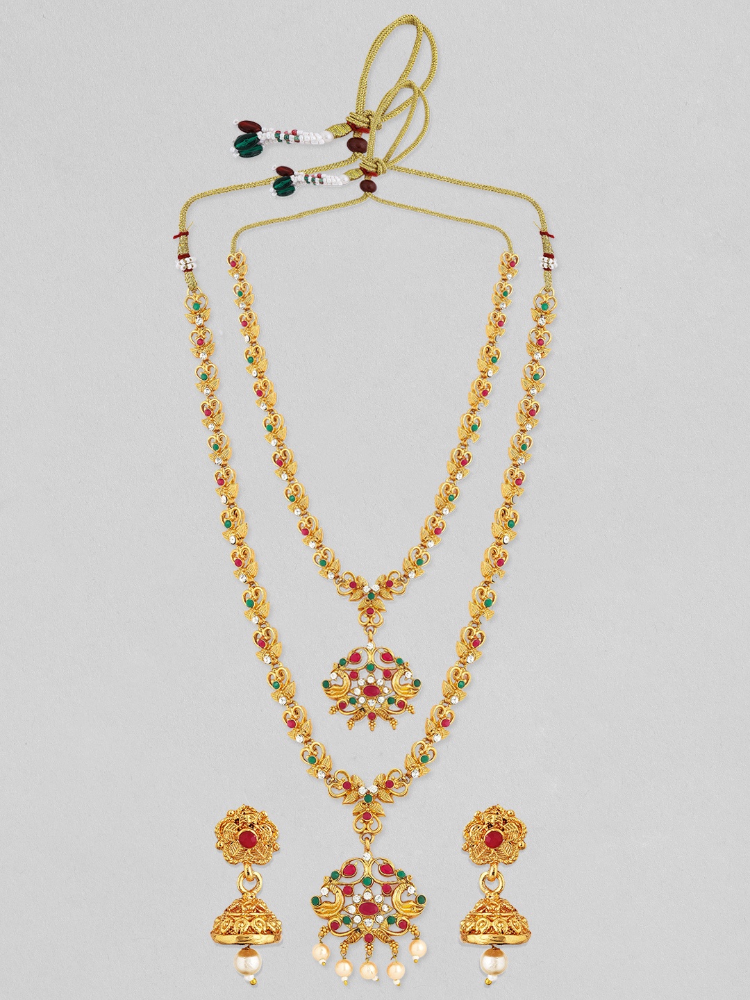 

Anouk Gold-Plated & Red And Green Stone Studded Jewellery Set