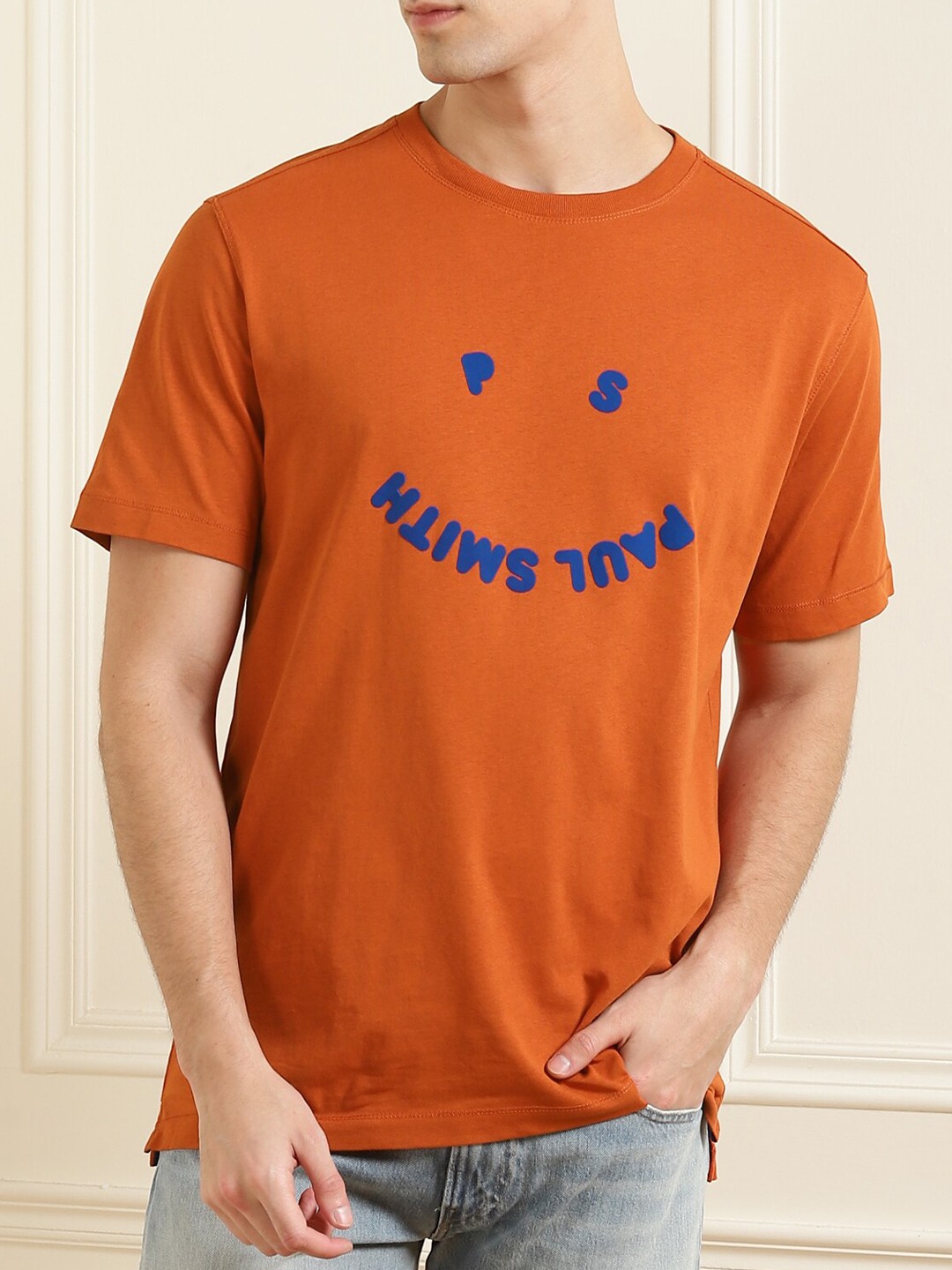

PS By Paul Smith Men Orange Typography Cotton Printed T-shirt