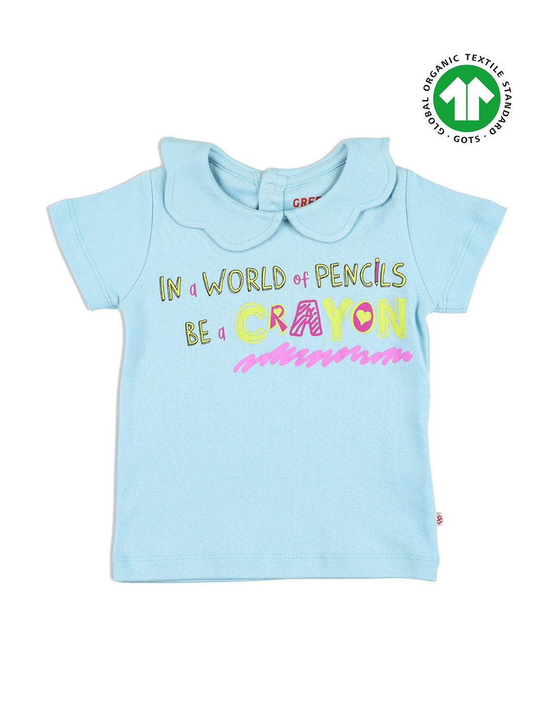 

GREENDIGO Blue Print Peter Pan Collar Organic Cotton Top
