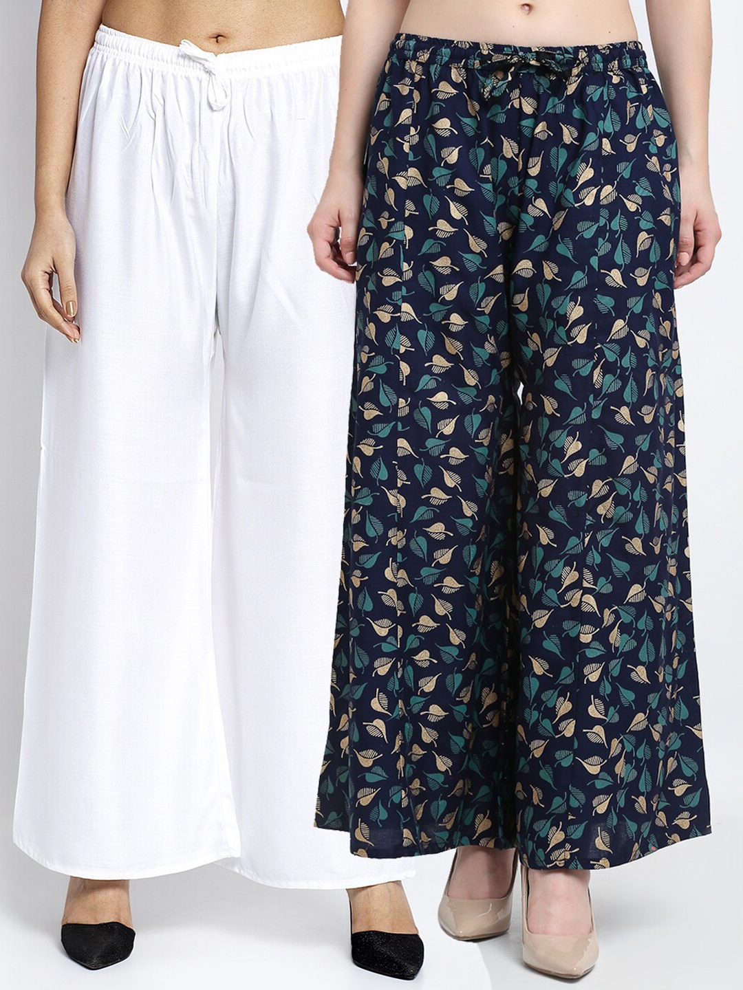 

Jinfo Women White Flared Palazzos