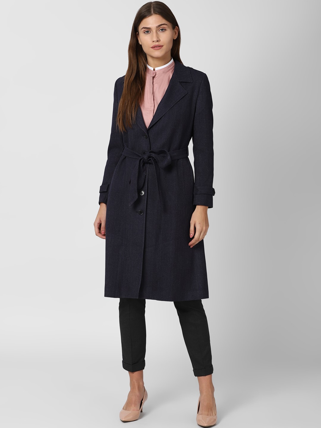 

Van Heusen Woman Women Navy Blue Longline Duster Jacket