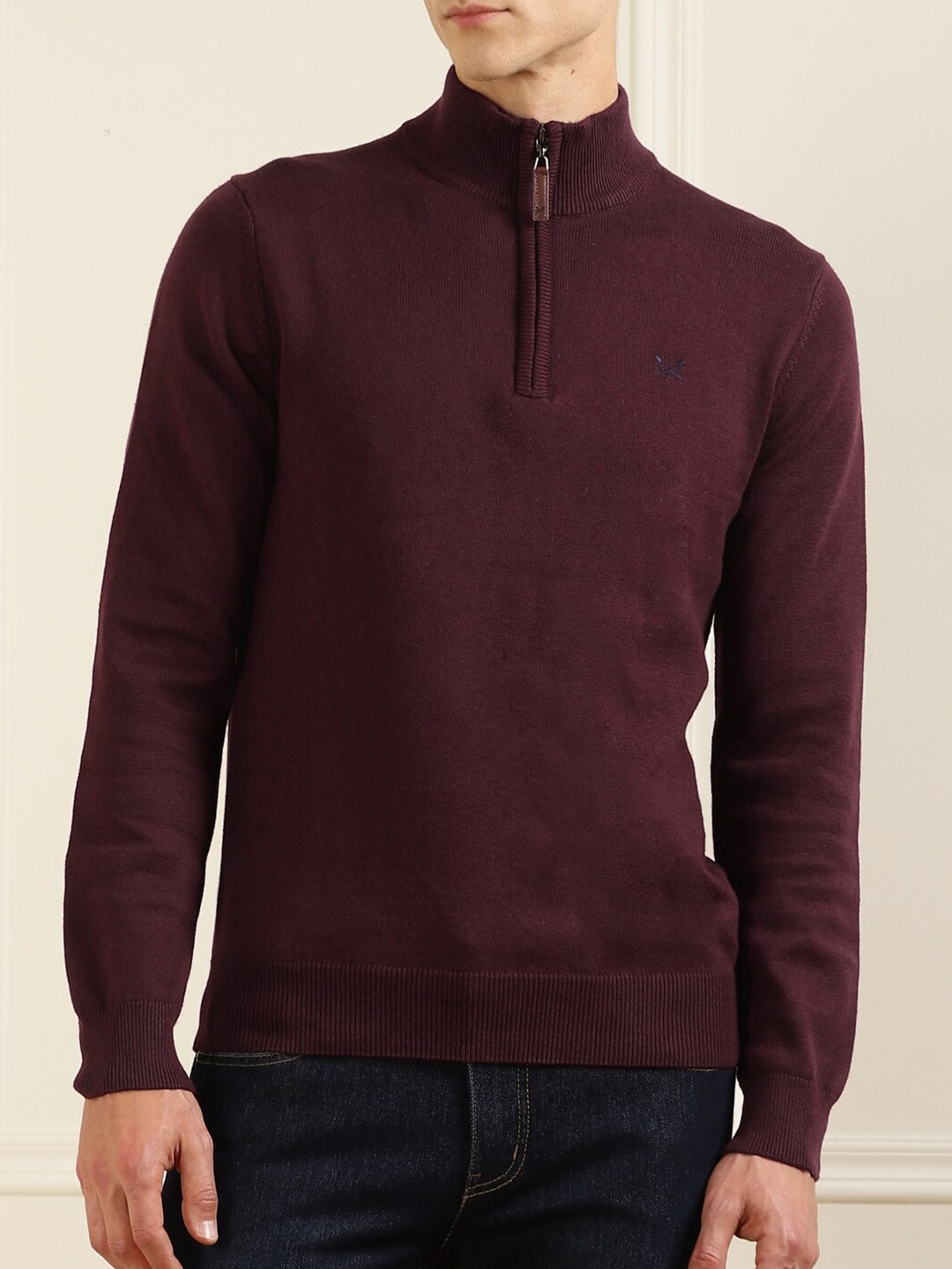 

Crew Clothing Men Maroon Pure Cotton Pullover
