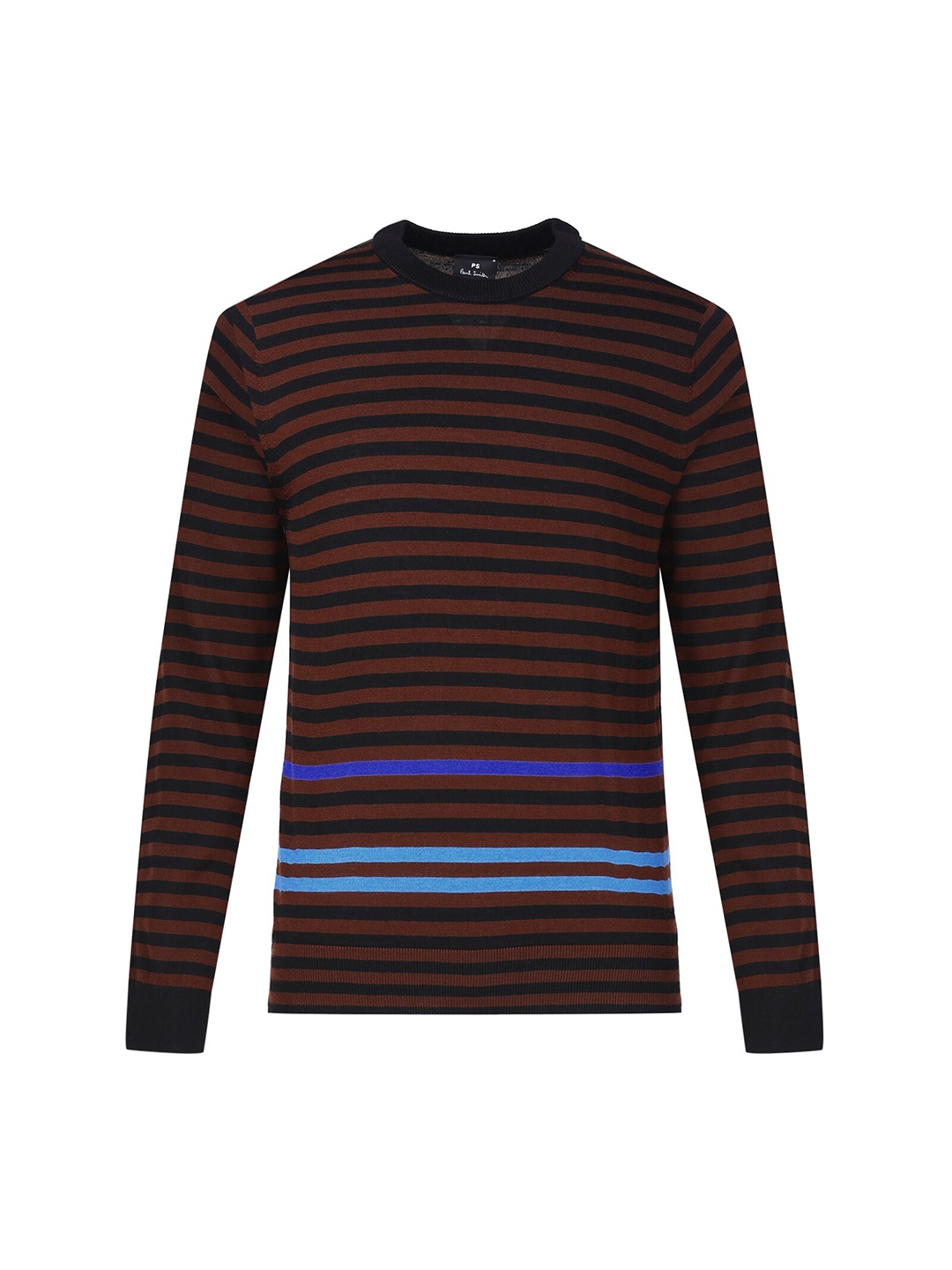 

PS By Paul Smith Men Black & Maroon Striped Cotton Pullover