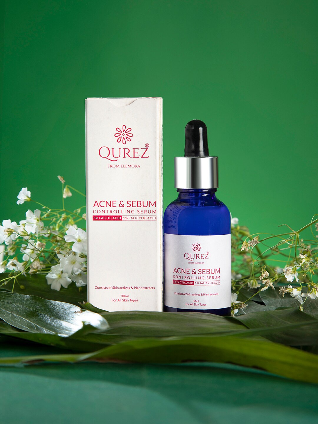 

QUREZ Acne & Sebum Controlling Serum with 5% Lactic Acid & 1% Salicylic Acid - 30 ml, White