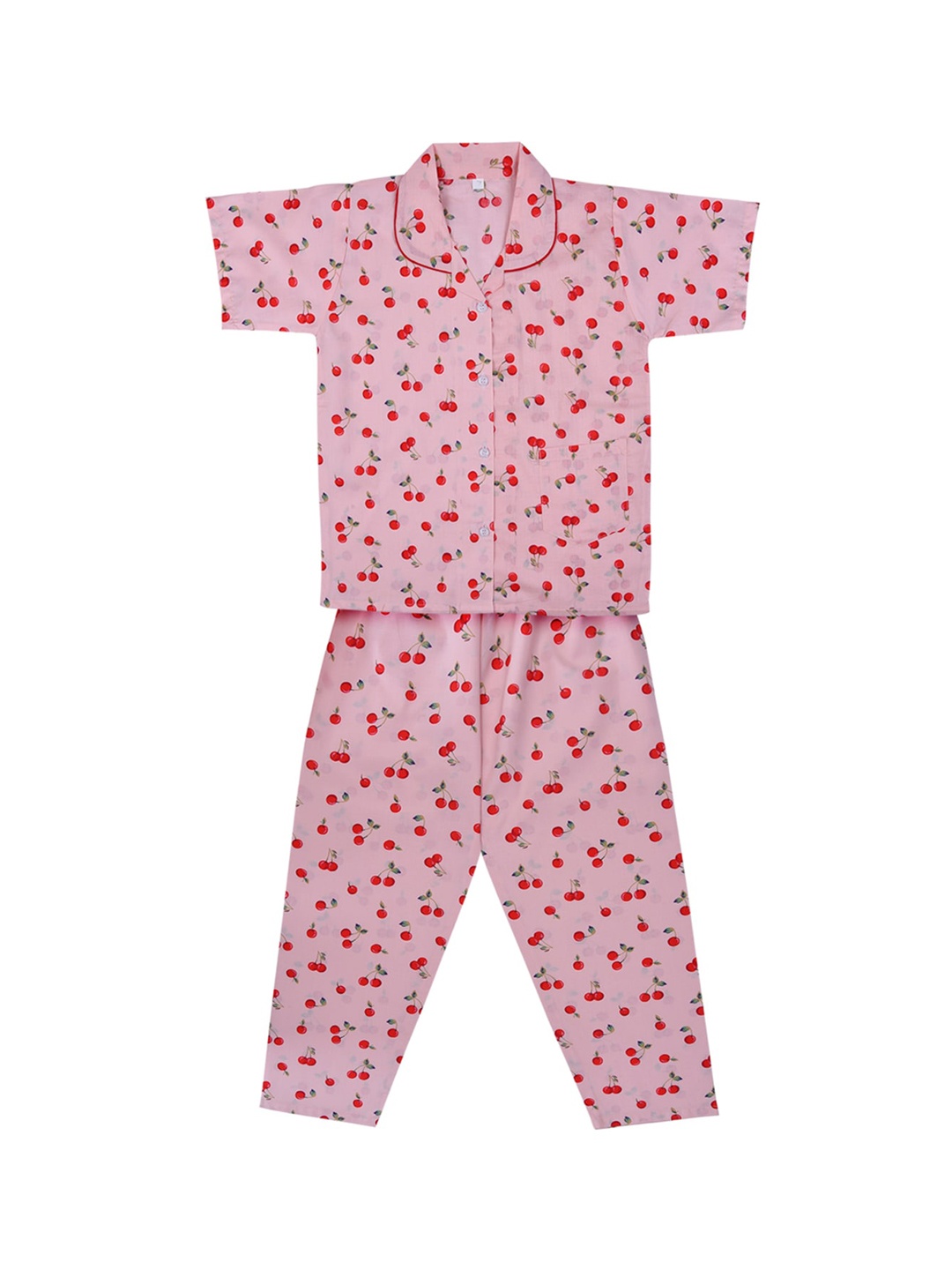 

Wish Karo Girls Peach Graphic Printed Cotton Night suits