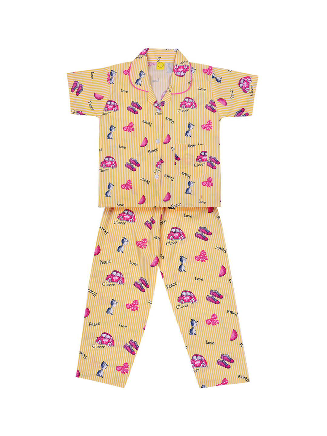 

Wish Karo Girls Yellow Printed Night suits