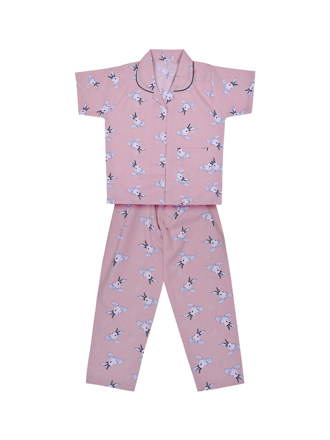 

Wish Karo Girls Peach-Coloured & Blue Printed Night suit