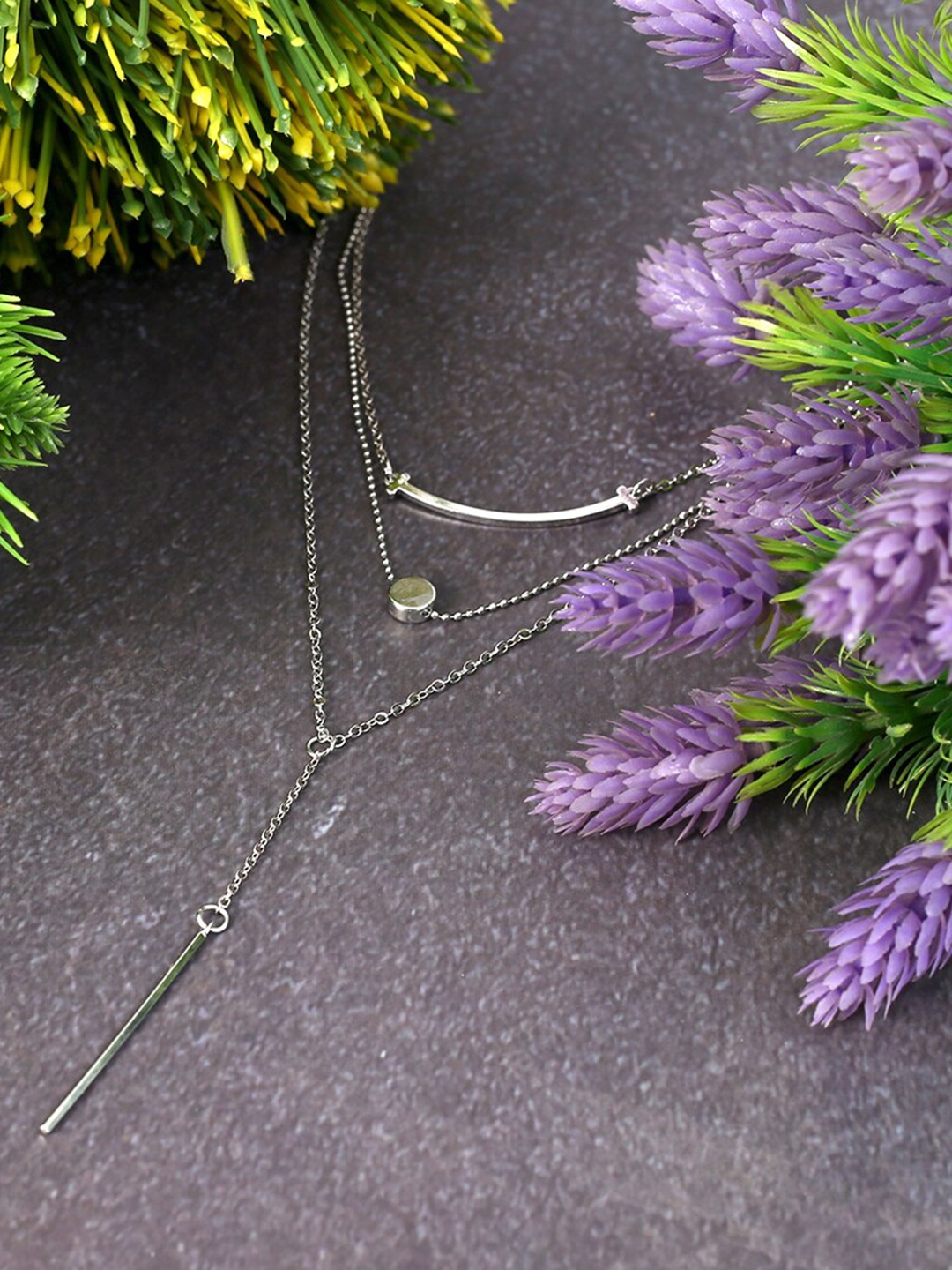 

Jewelz Women Silver-Toned Layered Pendant Necklace