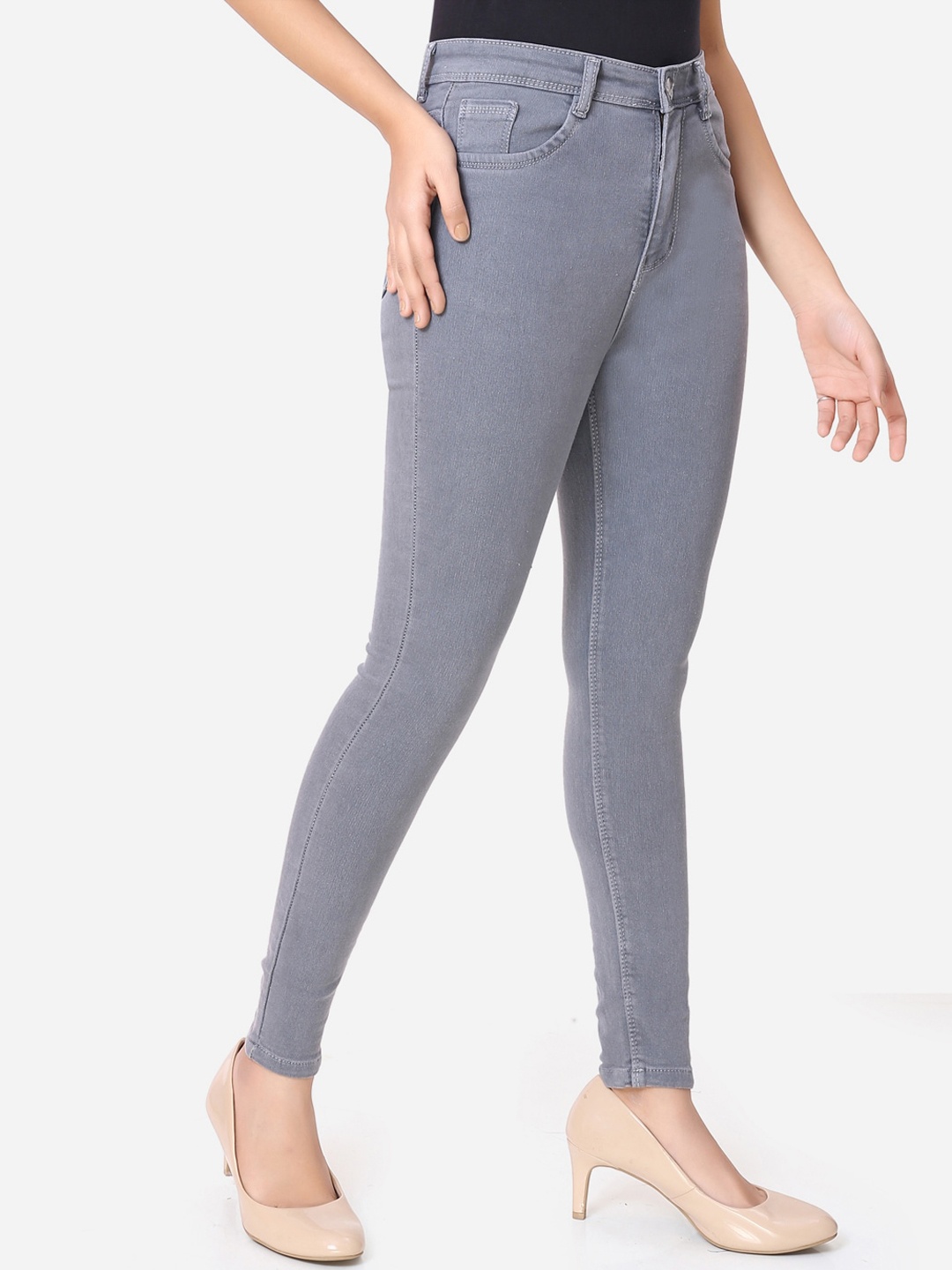 

ZRI Women Grey Skinny Fit High-Rise Stretchable Jeans