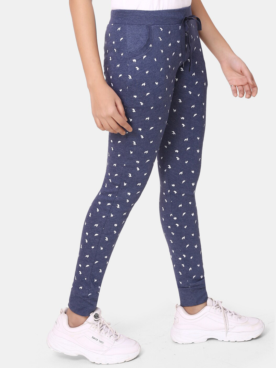

ZRI INK Women Blue Printed Pure Cotton Track Pants