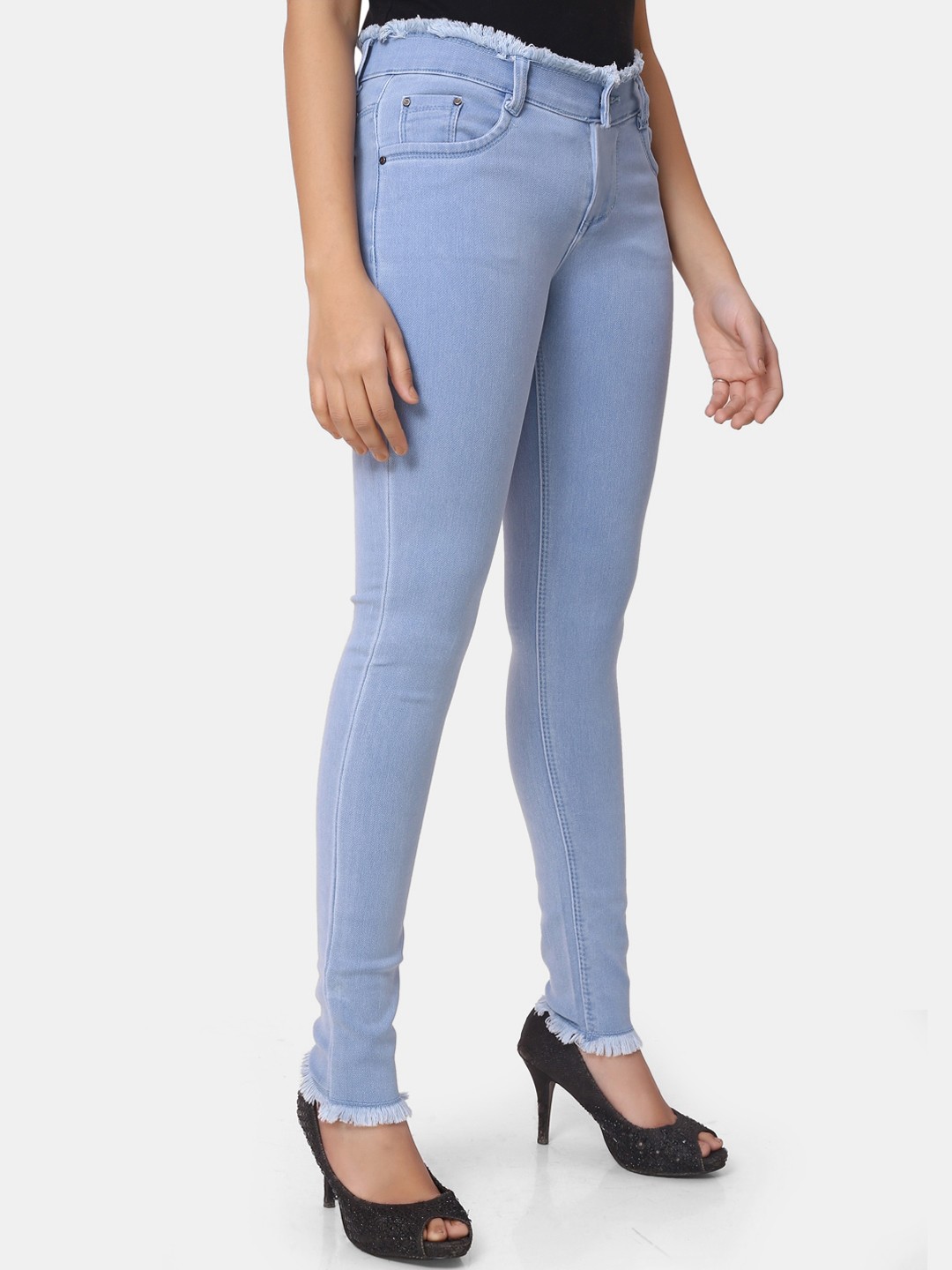

ZRI Women Blue Skinny Fit High-Rise Highly Distressed Stretchable Jeans