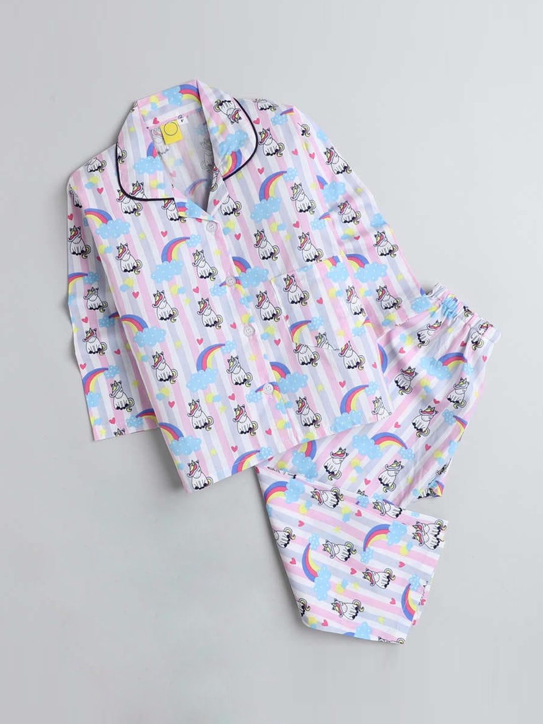 

The Magic Wand Kids Pink & Blue Printed Night suit