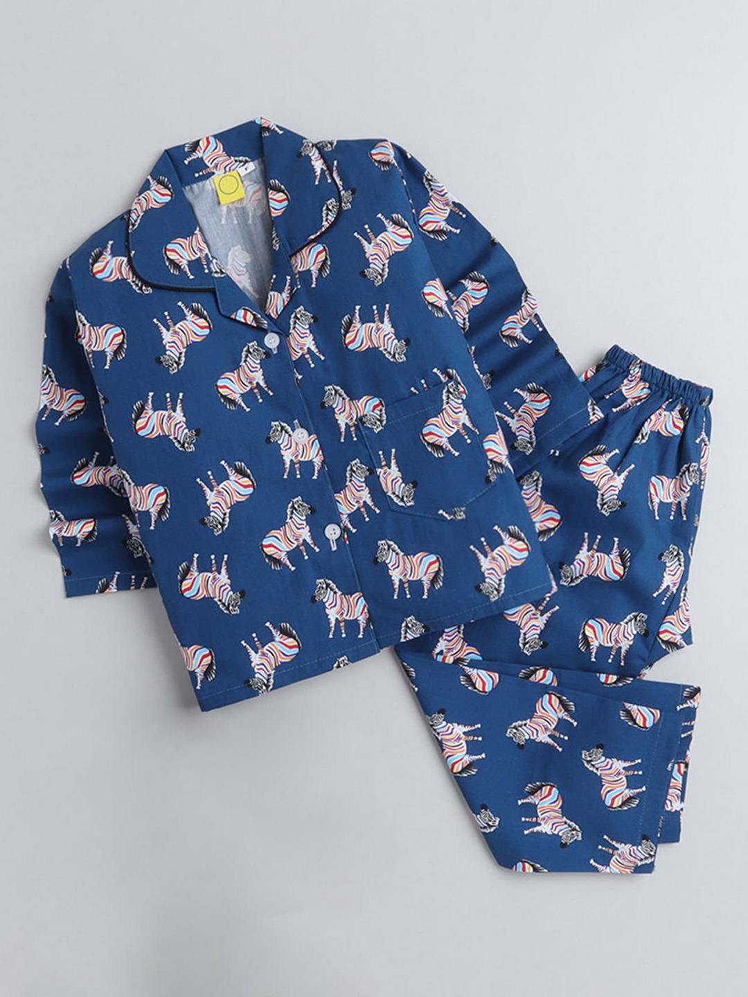 

The Magic Wand Unisex Kids Navy Blue & White Printed Night suit