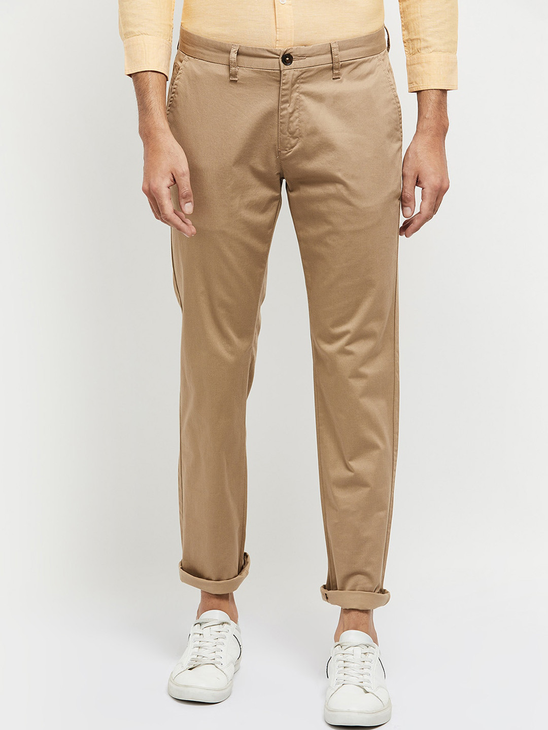 

max Men Khaki Regular Fit Trousers