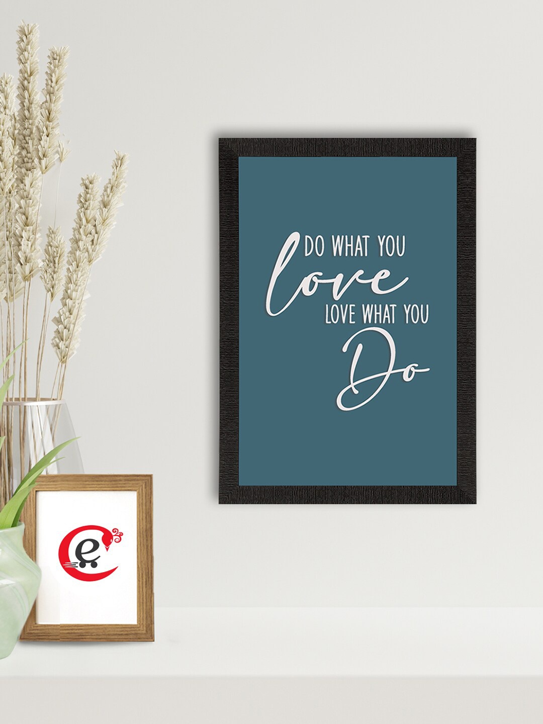 

eCraftIndia Blue & White Motivational Quote Printed Framed UV Art Painting