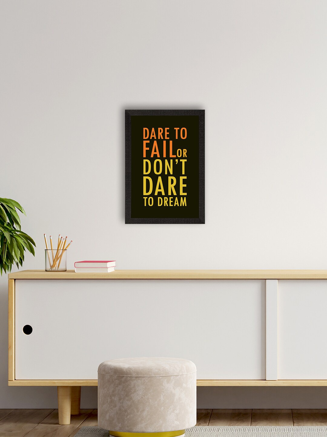 

eCraftIndia Black & Yellow Motivational Quote Printed Framed UV Art Painting