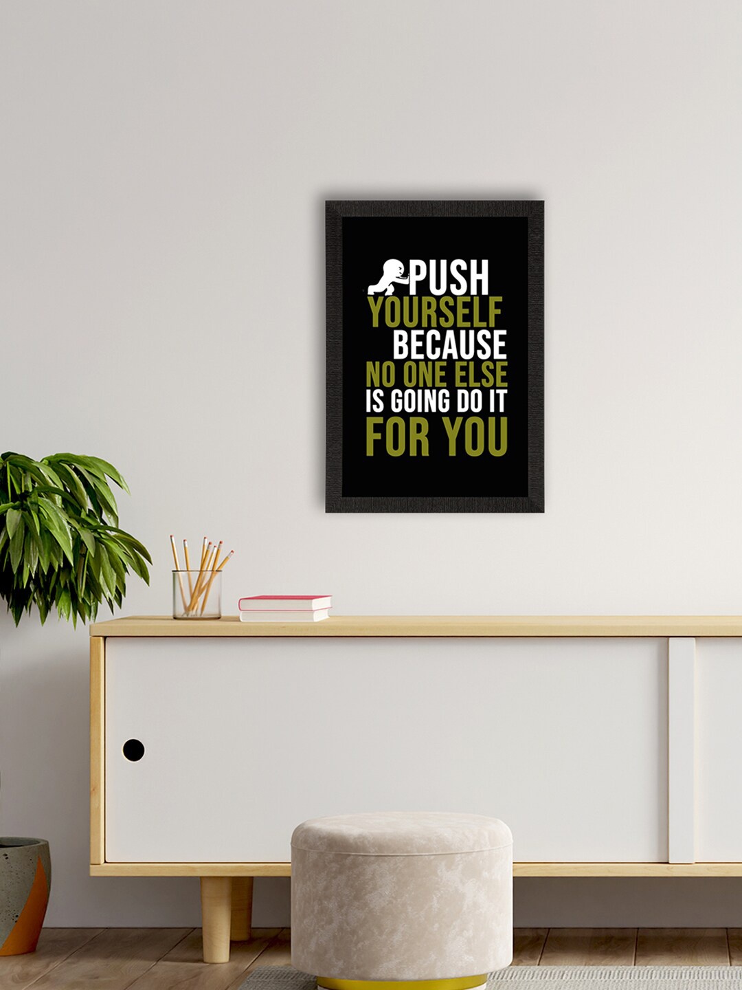 

eCraftIndia Black & White Motivational Quote Printed Framed UV Art Painting