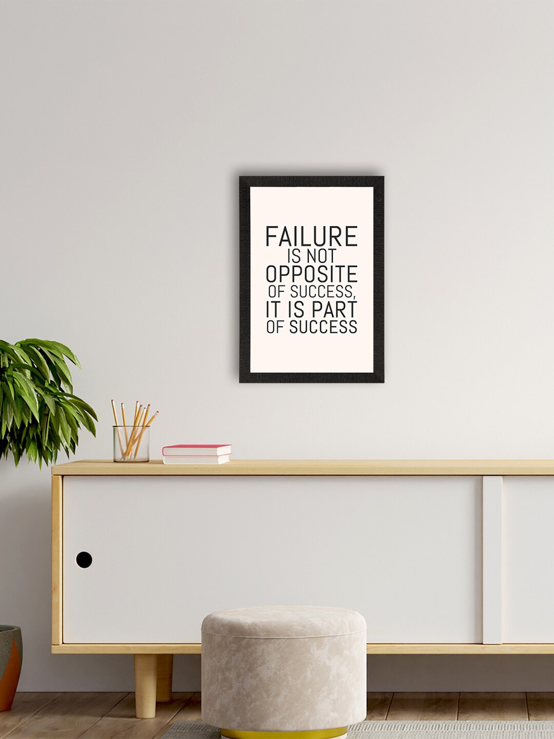 

eCraftIndia Beige & Black Motivational Quote Printed Framed UV Art Painting