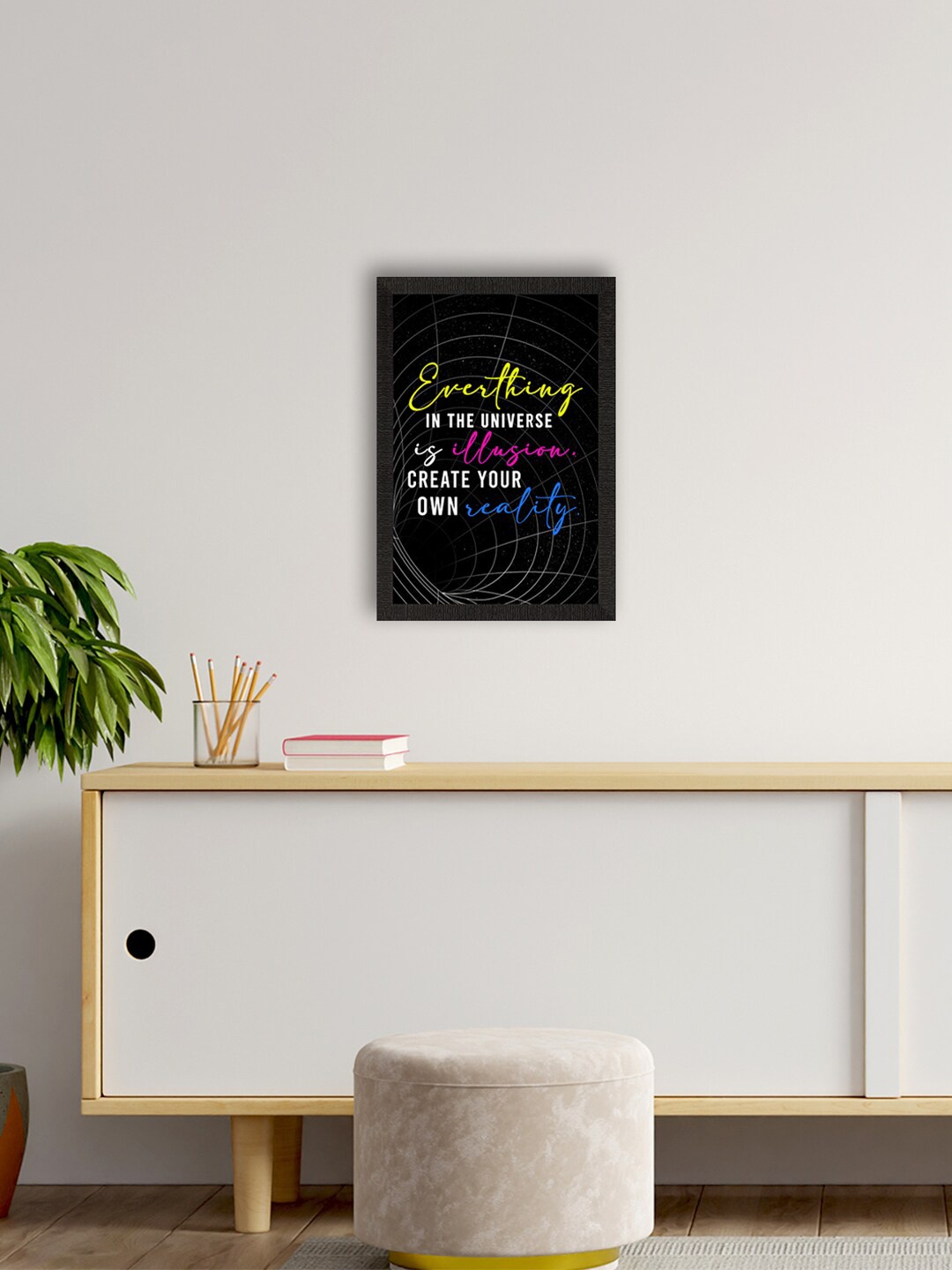 

eCraftIndia Black & White Motivational Quote Printed Framed UV Art Painting