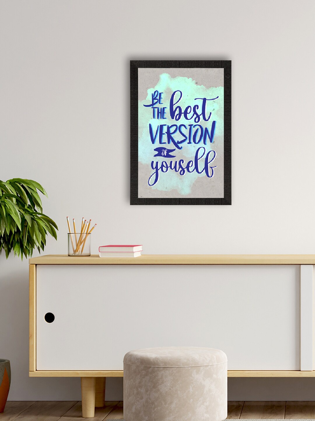 

eCraftIndia Grey & Blue Motivational Quote Printed Framed UV Wall Art Painting