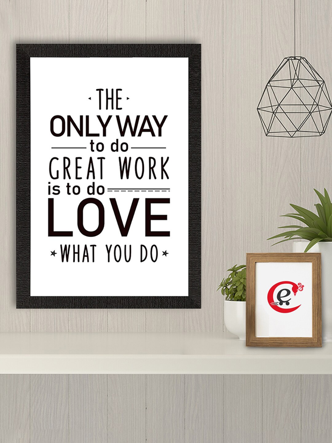 

eCraftIndia White & Blue Motivational Quote Printed Framed UV Art Painting
