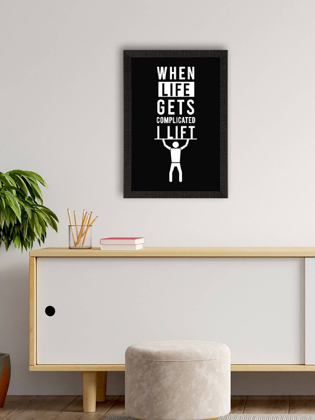 

eCraftIndia Black & White Motivational Quote Printed Framed UV Art Painting