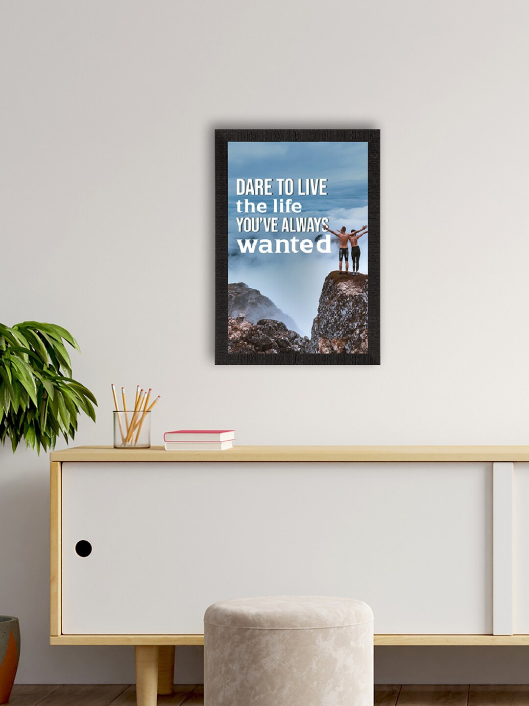 

eCraftIndia Blue & Black Motivational Quote Matt Texture UV Art Painting