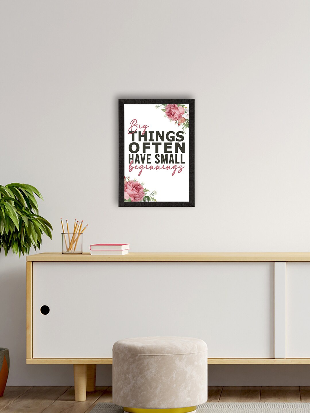 

eCraftIndia White & Black Motivational Quote Printed Framed UV Art Painting