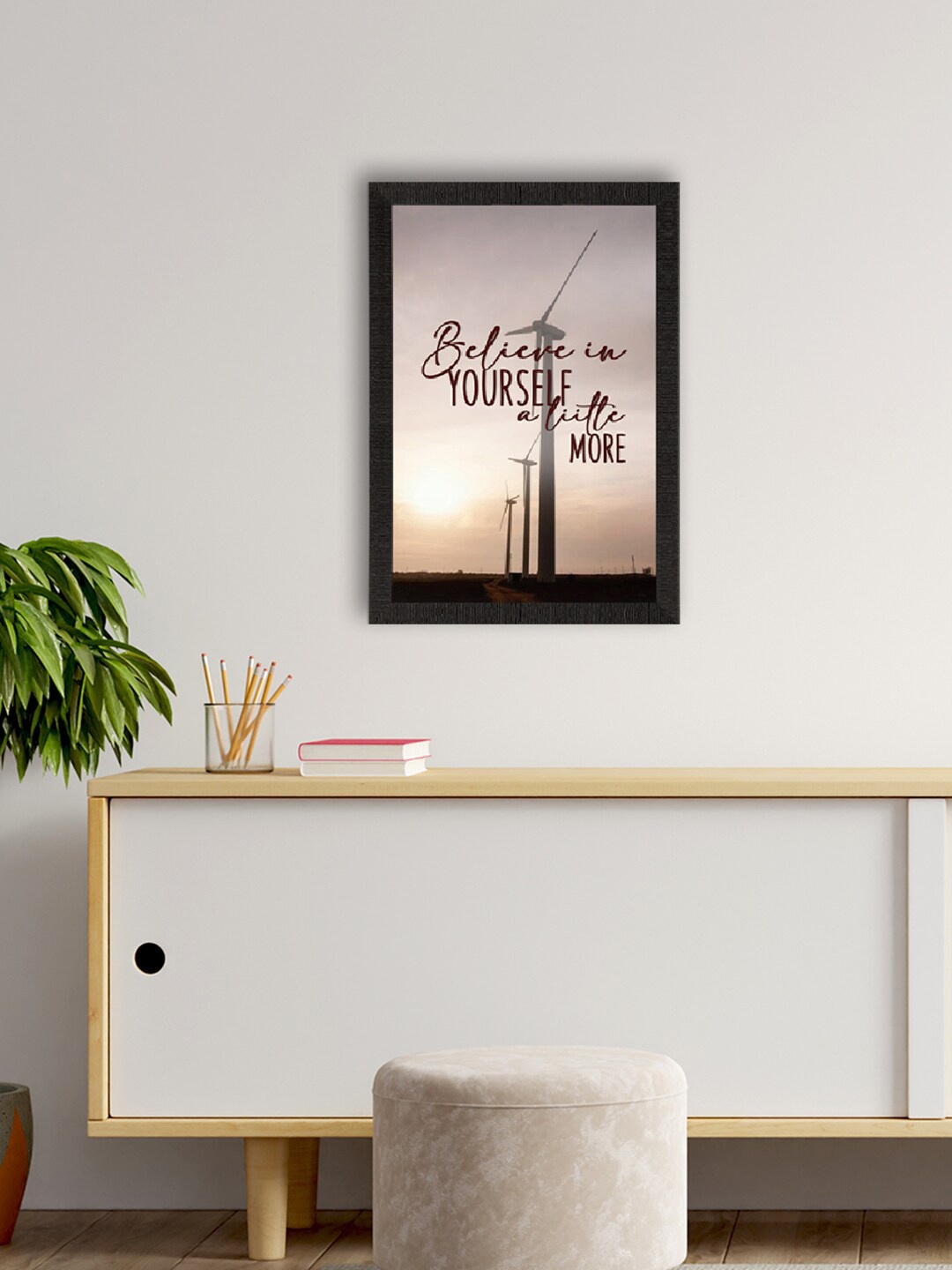 

eCraftIndia Grey & Beige Motivational Quote Printed Framed UV Art Painting