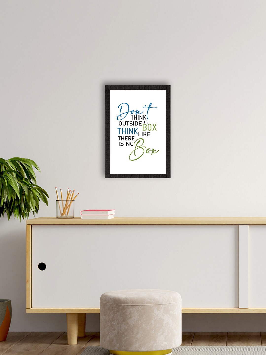 

eCraftIndia White & Blue Motivational Quote Printed Framed UV Art Painting