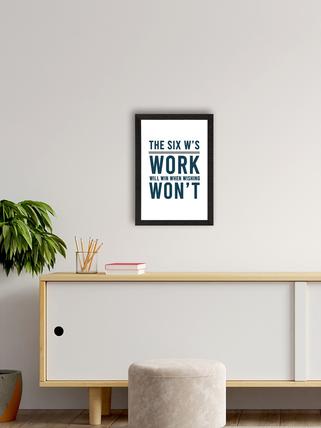 

eCraftIndia White & Blue Motivational Quote Printed Framed UV Art Painting
