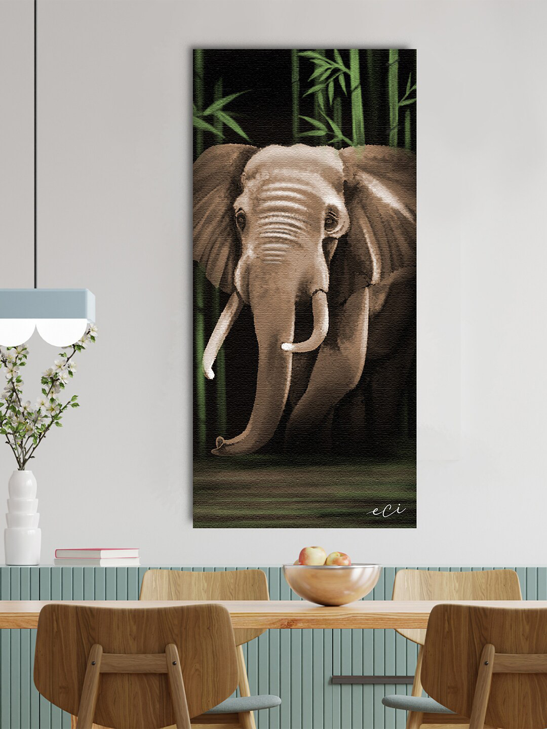 

eCraftIndia Grey & Black Elephant Canvas Printed Wall Painting