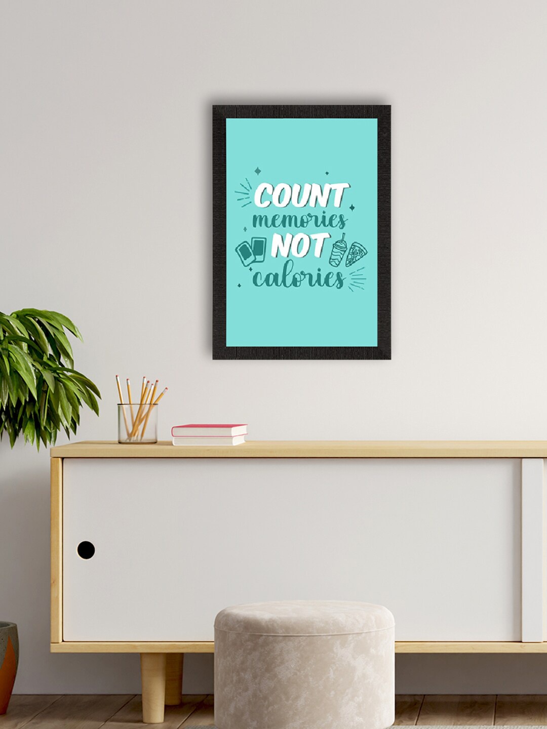 

eCraftIndia Sea Green & White Motivational Quote Printed Framed UV Art Painting