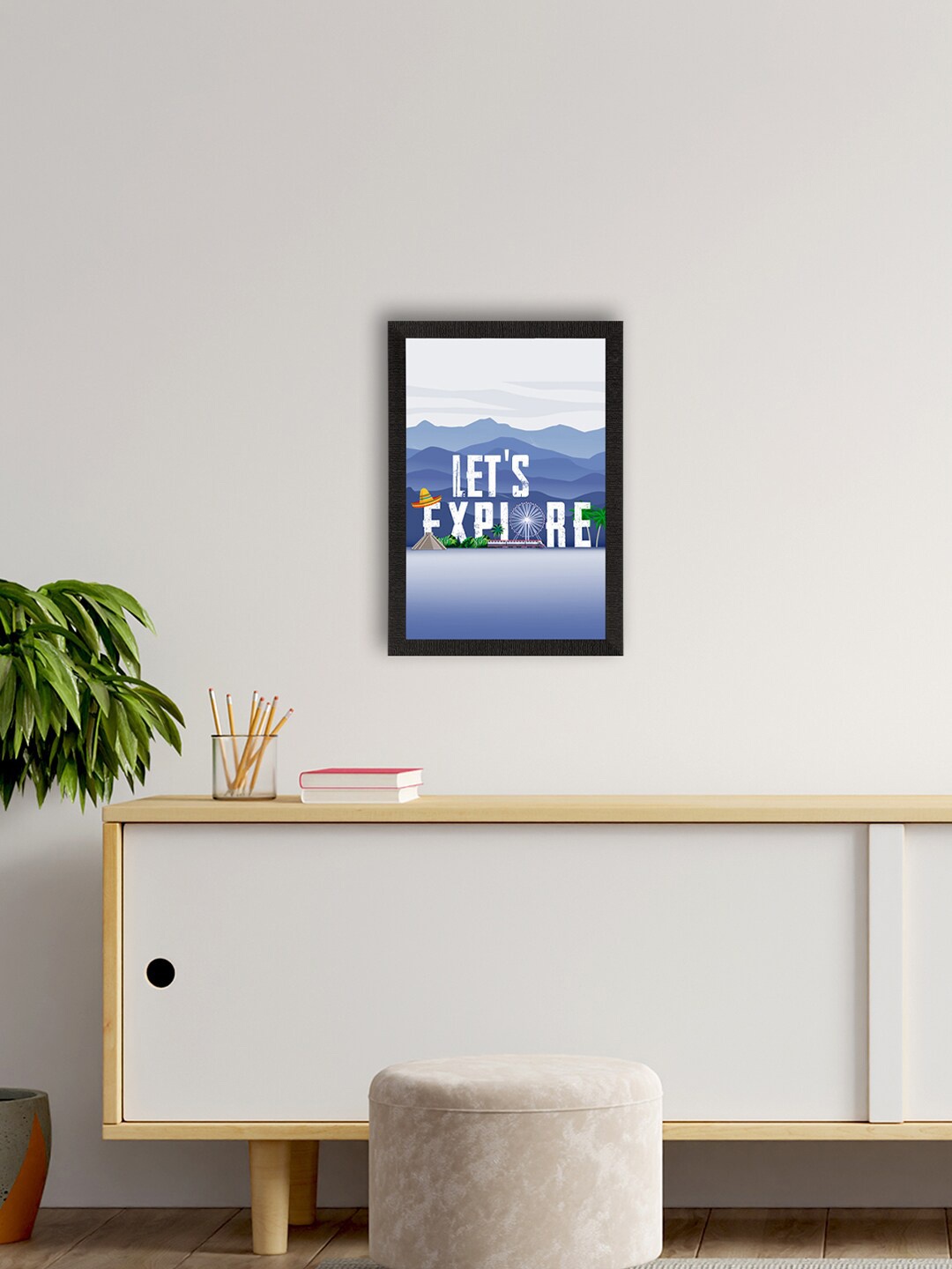 

eCraftIndia Blue "Let's Explore" Motivational Quotes Printed Framed Wall Art